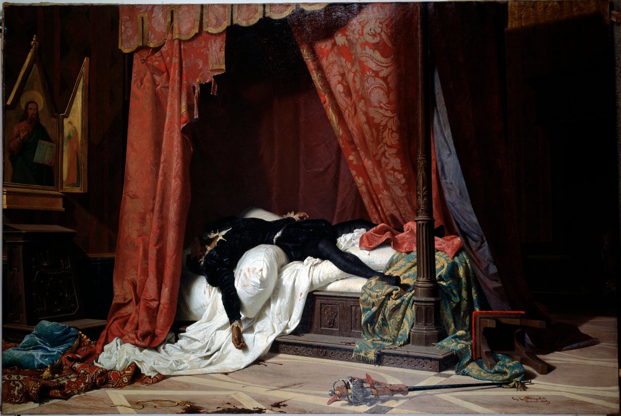 وفاة دوق فلورنسا أليساندرو دي ميديشي على يد لورنزينو دي ميديشي (زيت على قماش ، حوالي 1865) بواسطة جابرييل كاستانيولا