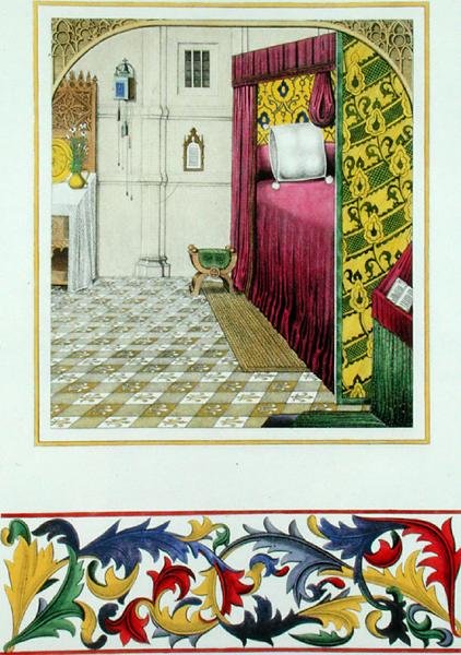 الجزء الداخلي من القرن الخامس عشر ، من "الآثار الفرنسية" ، طبعه أميدي بيري بواسطة غابرييل وسيفتون (بعد) ويليمين