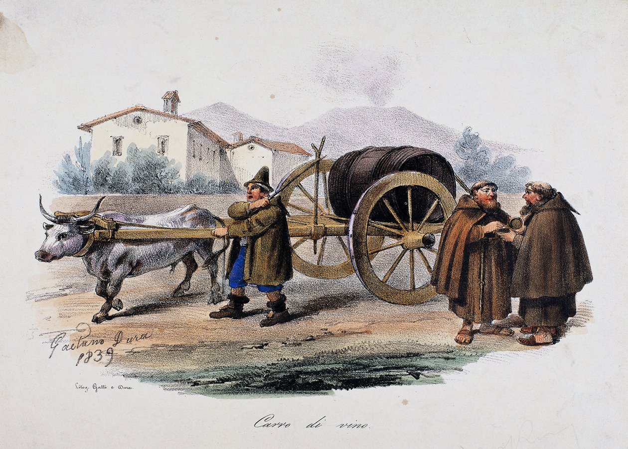 Wagon carrying wine barrel بواسطة غايتانو دورا