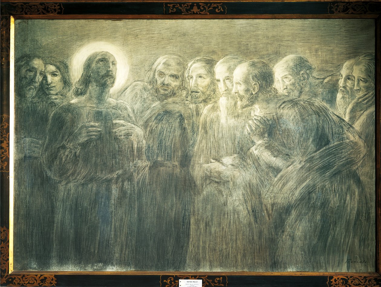 المسيح بين الرسل ، بقلم غايتانو بريفياتي (1852-1920) ، فحم على قماش بواسطة غايتانو بريفياتي