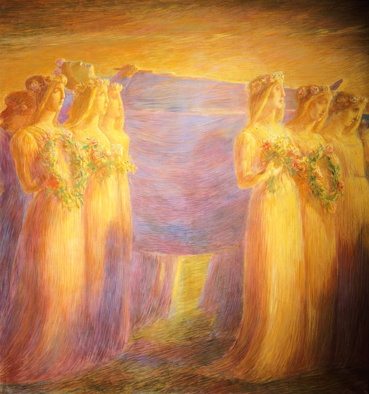 جنازة العذراء ، رسمها غايتانو بريفياتي (1852-1920) ، تفاصيل الجزء المركزي بواسطة غايتانو بريفياتي