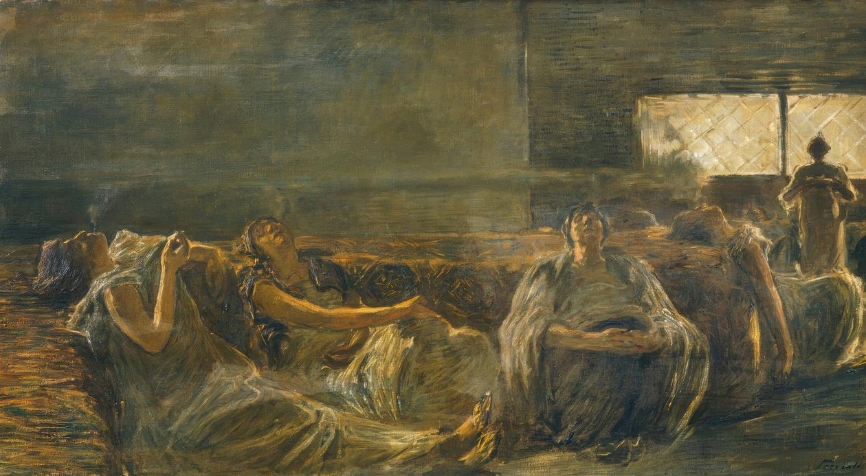 مدخني الأفيون ، بقلم غايتانو بريفاتي (1852–1920). بواسطة غايتانو بريفياتي