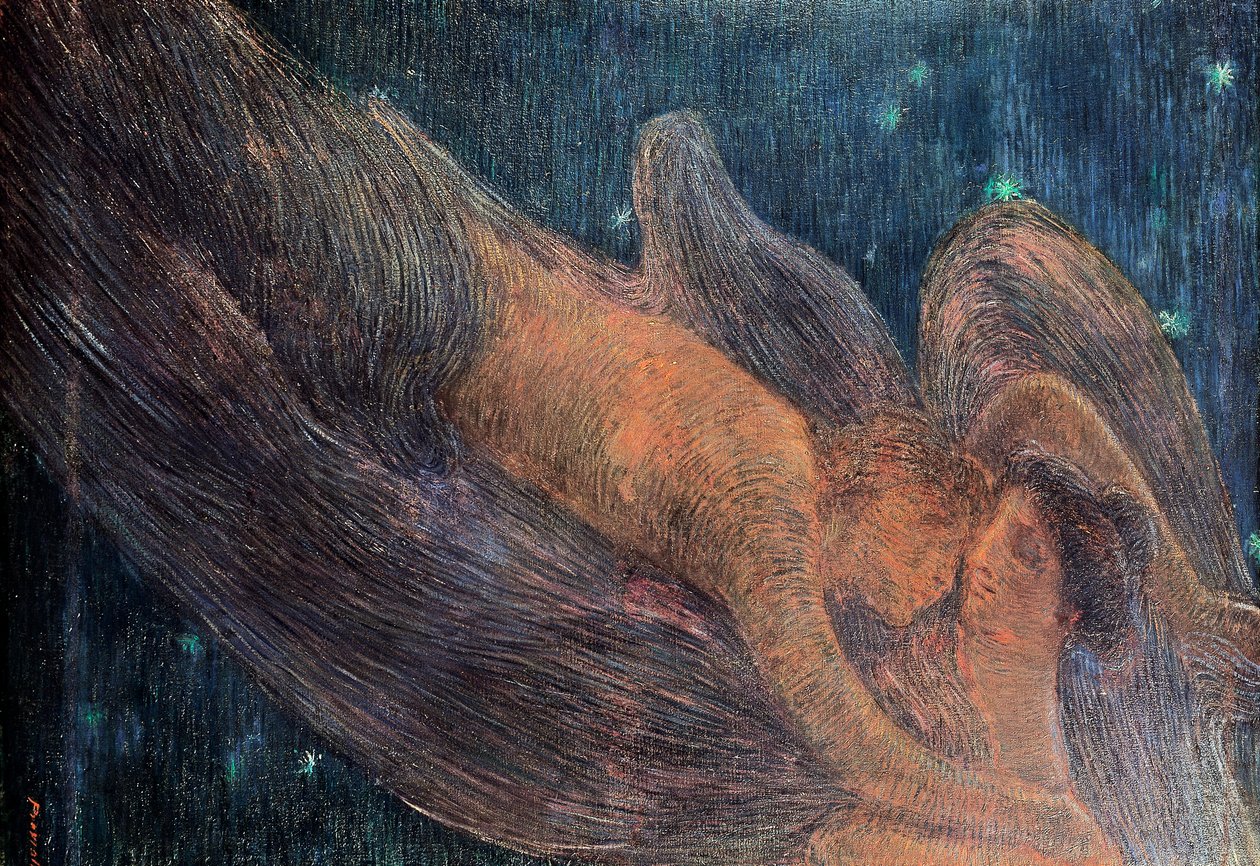 الليل ، بواسطة Gaetano Previati (1852-1920) ، زيت بواسطة غايتانو بريفياتي