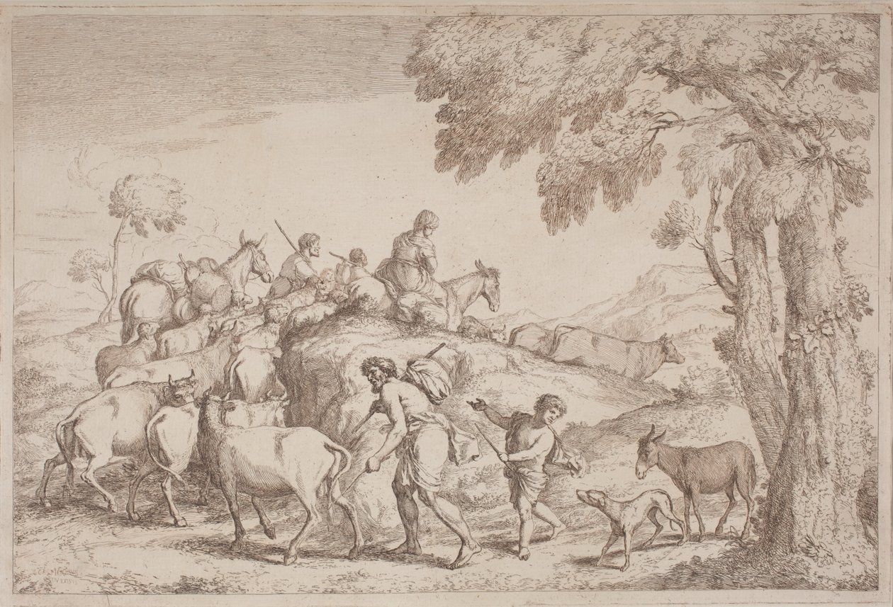 راعي مسن من الخلف بواسطة Gaetano Zompini ، بعد Giovanni Benedetto Castiglione