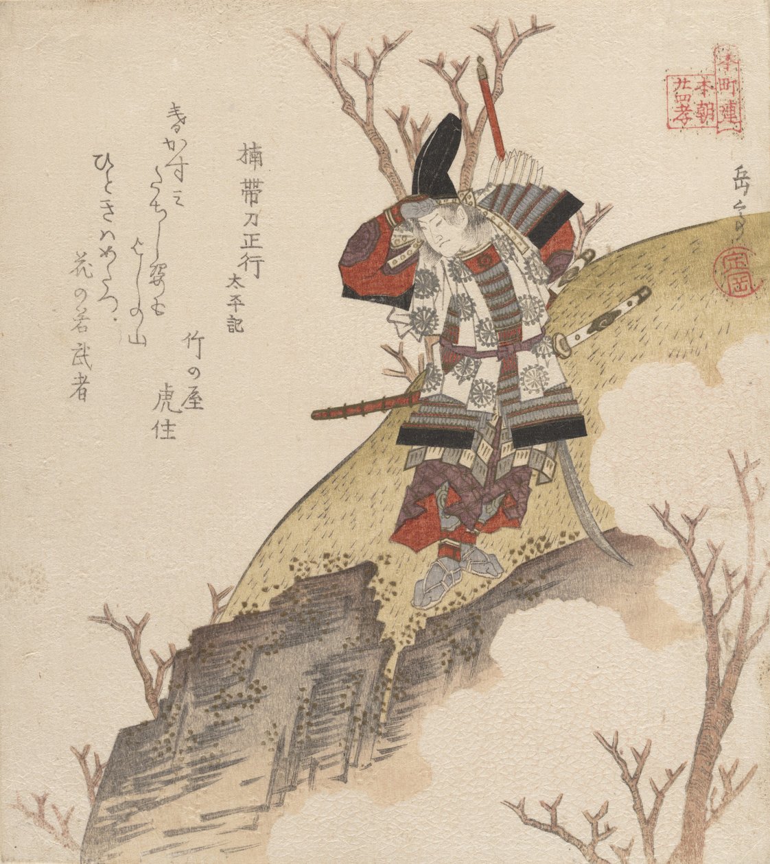 Kusonoki Tatewaki Masatsura Warrior من الكتاب: Taiheiki ، حوالي 1840. بواسطة Gakutei