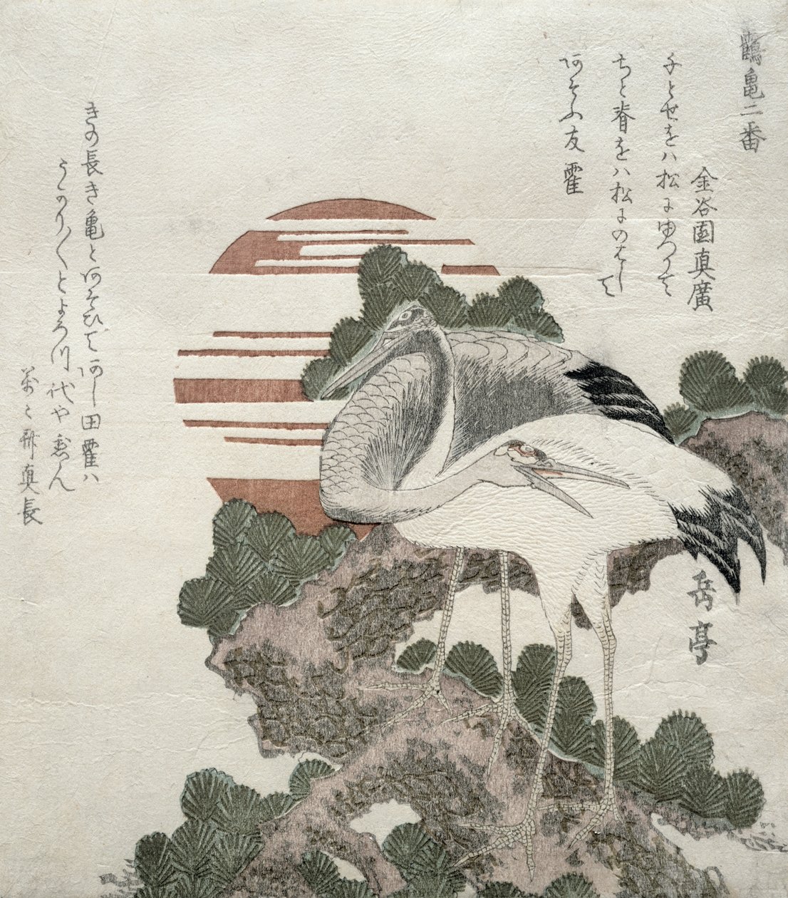 الرافعة (Tsuru) من تصميمات السلسلة 2 للرافعات والسلاحف ، 1818-30 (نقش الخشب) بواسطة جاكوتي هارونوبو