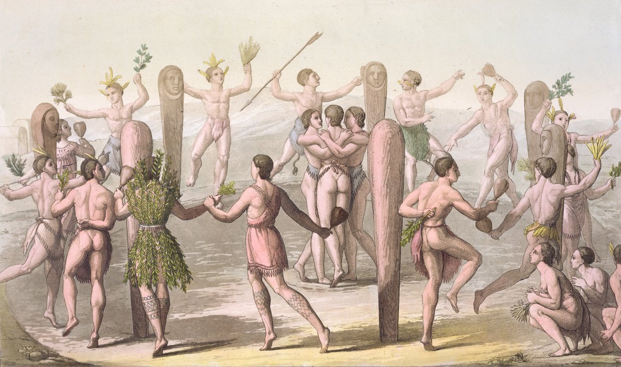 رقصات السكان الأصليين في فرجينيا ، c.1820 بواسطة جالو غالينا