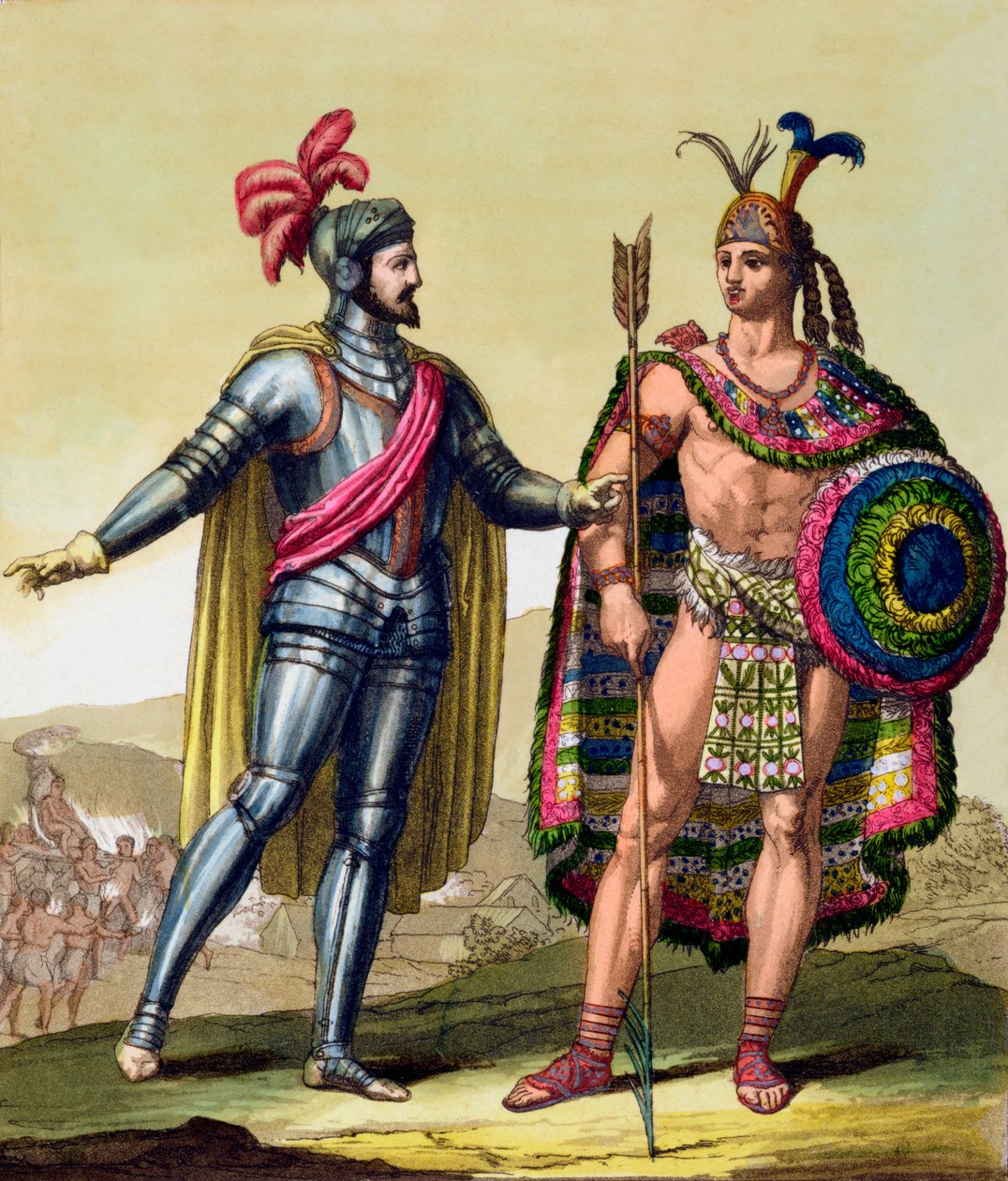 المواجهة بين هيرناندو كورتيس ومونتيزوما الثاني ، المكسيك ، 1519 حوالي 1820-1839 بواسطة جالو غالينا