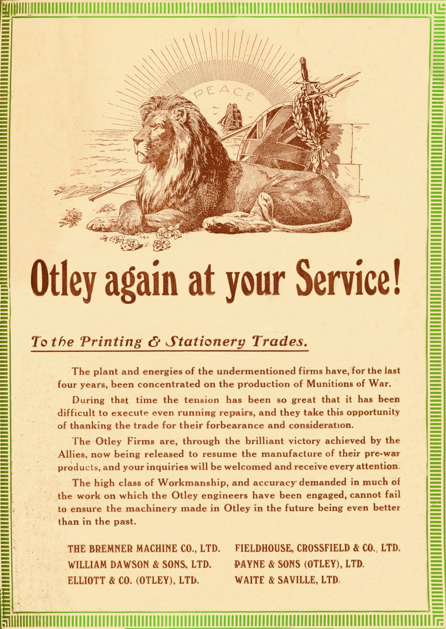 Otley مرة أخرى في خدمتكم - إلى تجارة الطباعة والقرطاسية ، 1919 بواسطة غارات وأتكينسون