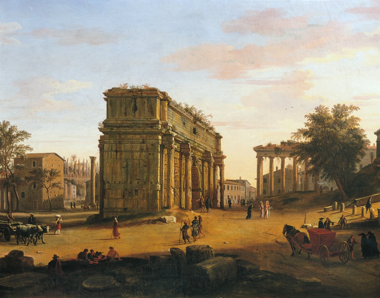 قوس سبتيموس سيفيروس في روما ، بقلم غاسبار فان ويتل (1652 أو 1653-1736) ، زيت على لوح ، 565 × 9056 سم ، التفاصيل بواسطة غاسبار فان ويتل