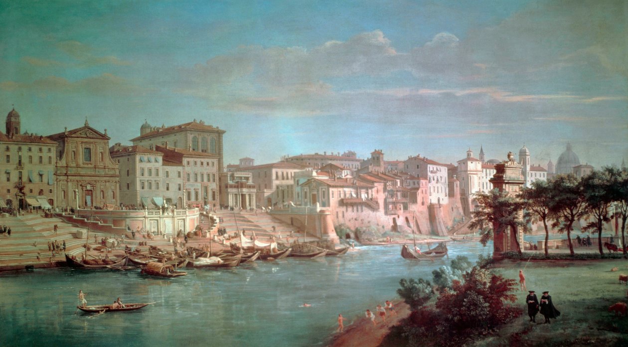 نهر التيبر إلى بورتو دي ريبيتا بواسطة غاسبار فان ويتل (1652 أو 1653-1736) بواسطة غاسبار فان ويتل