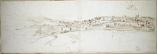 منظر أوربينو من Colle di San Donato (طباشير على ورق) بواسطة غاسبار فان ويتل