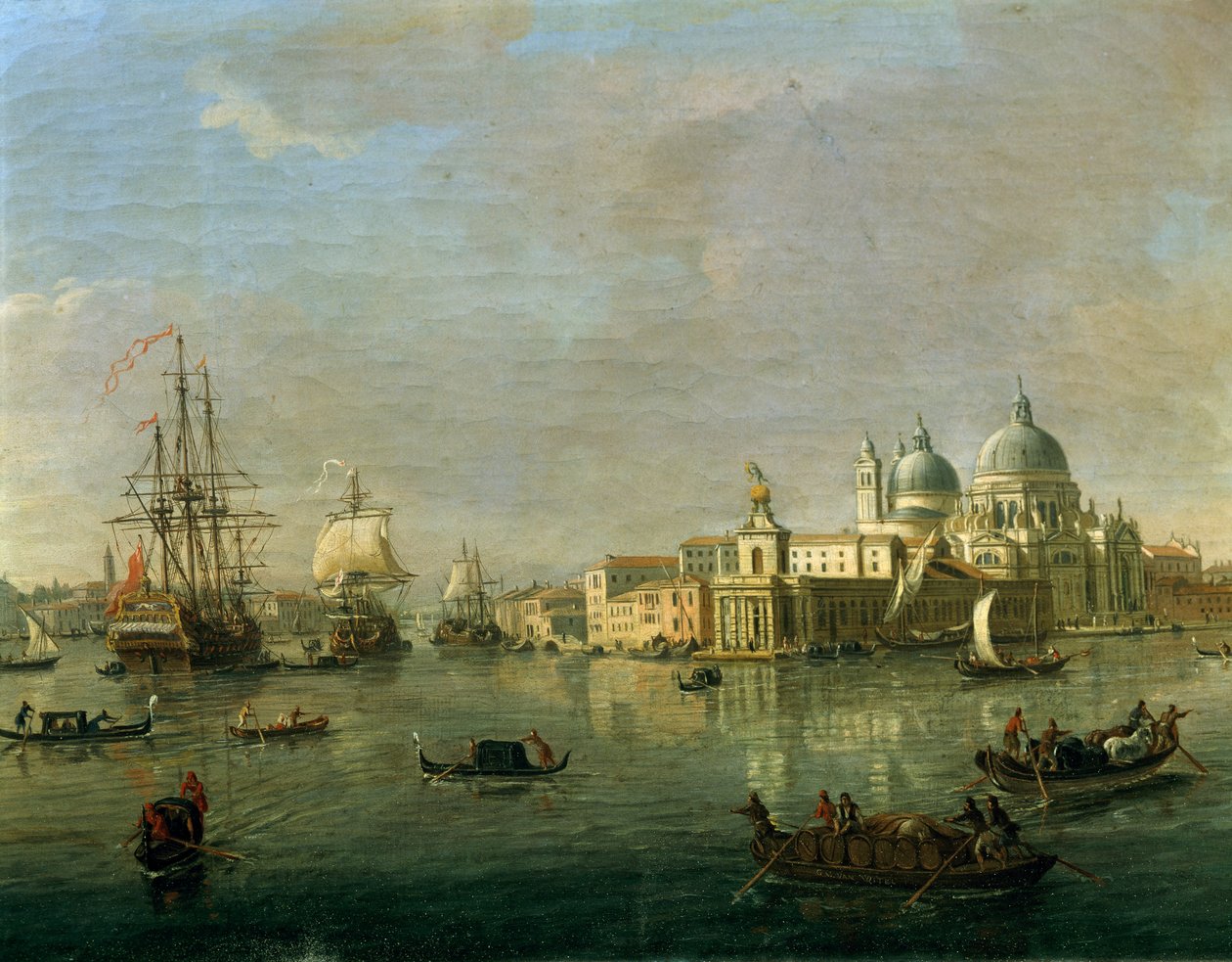 منظر لمدينة البندقية مع جيوديكا ودار الجمارك ، بقلم غاسبار فان ويتل (1652 أو 1653-1736) ، زيت على قماش ، 27 × 42 سم ، التفاصيل بواسطة غاسبار فان ويتل
