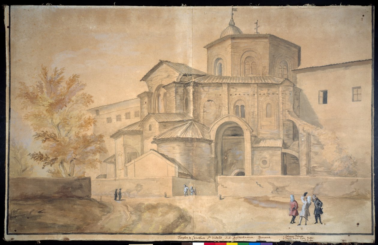 Basilica di San Vitale, Ravenna (pen & ink with watercolor on paper) بواسطة غاسبار فان ويتل