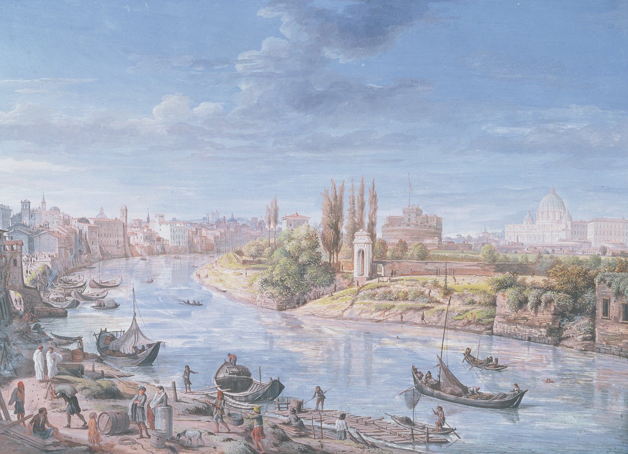 منظر لروما مع القديس بطرس وقلعة سانت أنجيلو في المسافة ، 1685 بواسطة غاسبار فان ويتل