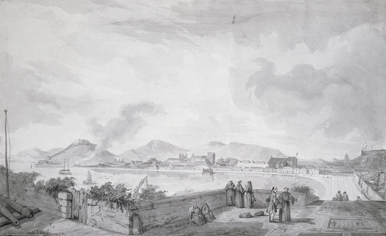 منظر لماكاو ، 1787 (مرحاض وحبر على ورق) بواسطة جاسبارد دوشي دي فانسي