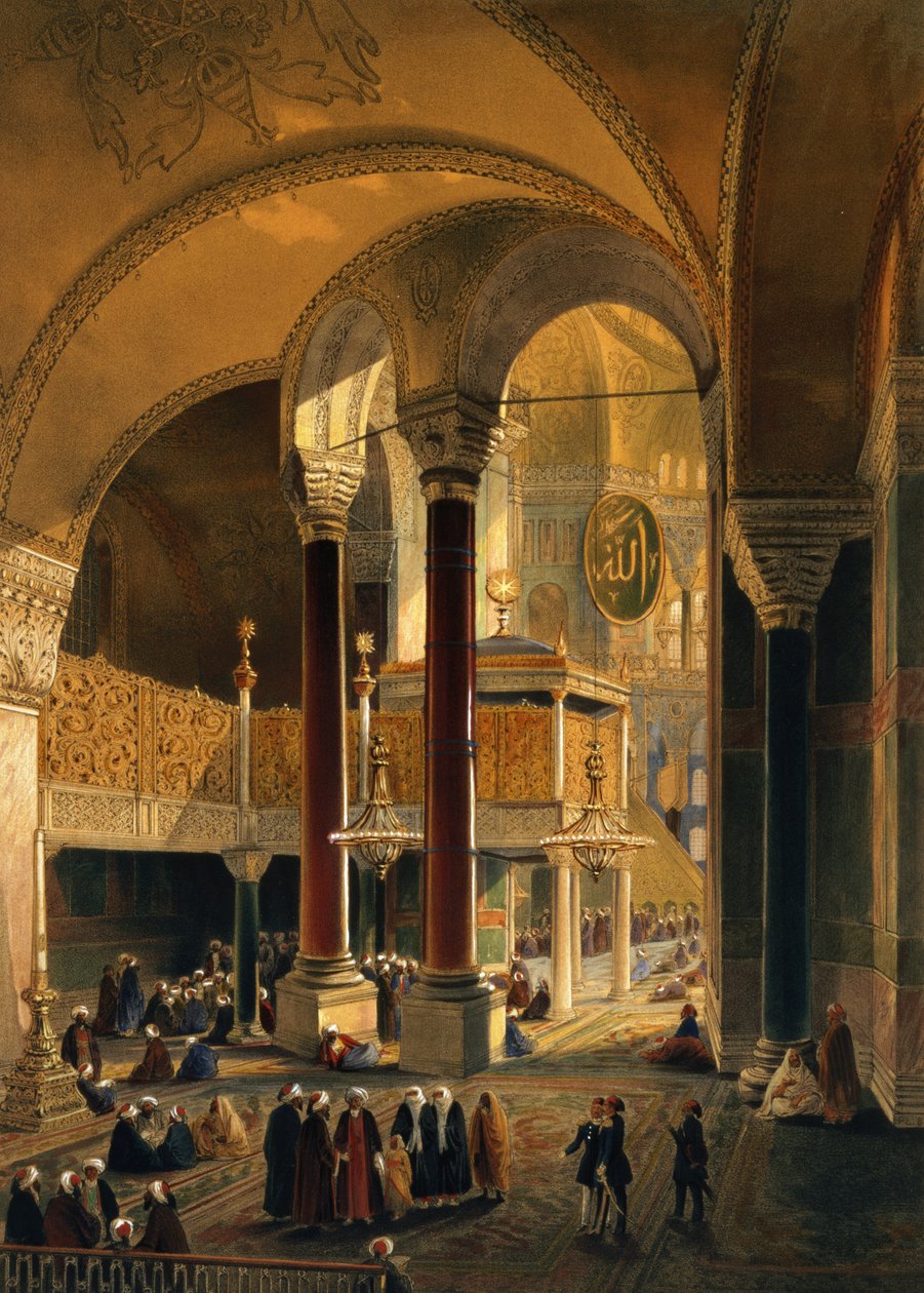 Haghia Sophia ، اللوحة 8: المعرض الإمبراطوري والمربع ، محفور بواسطة Louis Haghe (1806-85) تم نشره عام 1852 بواسطة جاسبارد فوساتي