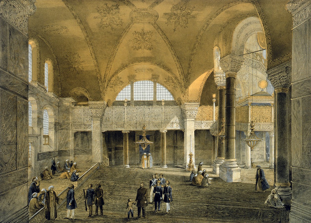 Haghia Sophia ، اللوحة 9: المعرض الإمبراطوري الجديد ، محفور بواسطة Louis Haghe (1806-85) نشر 1852 بواسطة جاسبارد فوساتي