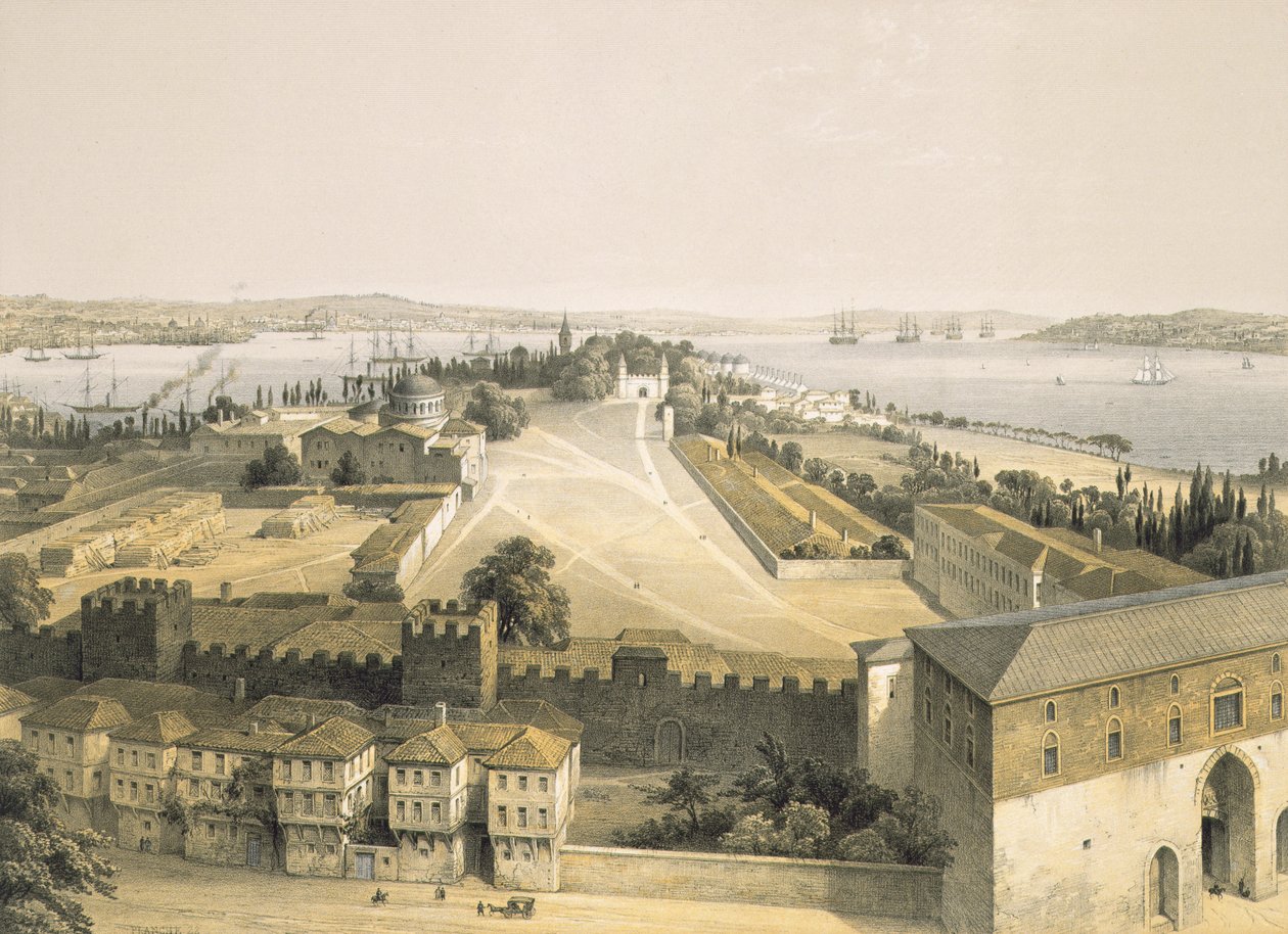 بانوراما القسطنطينية ، اللوحة 22 من "آيا صوفيا ، القسطنطينية" ، نقشها لويس هاغي (1806-85) 1852 بواسطة جاسبارد فوساتي