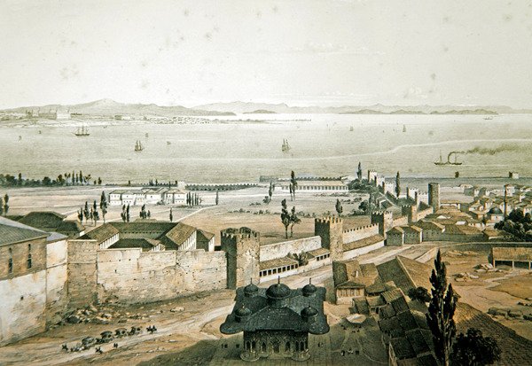 بانوراما أسوار القسطنطينية ، لوحة 23 من "آيا صوفيا القسطنطينية" ، نقشها لويس هاجي (1806-1885) 1852 (حجرية ملونة) بواسطة جاسبارد فوساتي