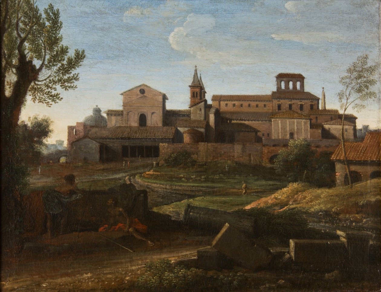 An Italianate Landscape with a view of Saint Giovanni in Laterano, c.1672-75 (oil on canvas) بواسطة جاسبارد بوسين دوغيت