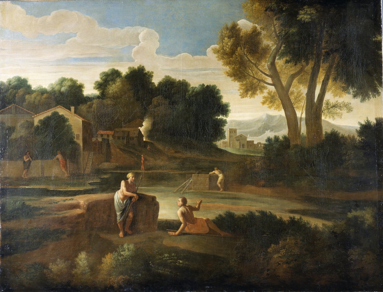 Classical landscape with figures (oil on canvas) بواسطة جاسبارد بوسين دوغيت