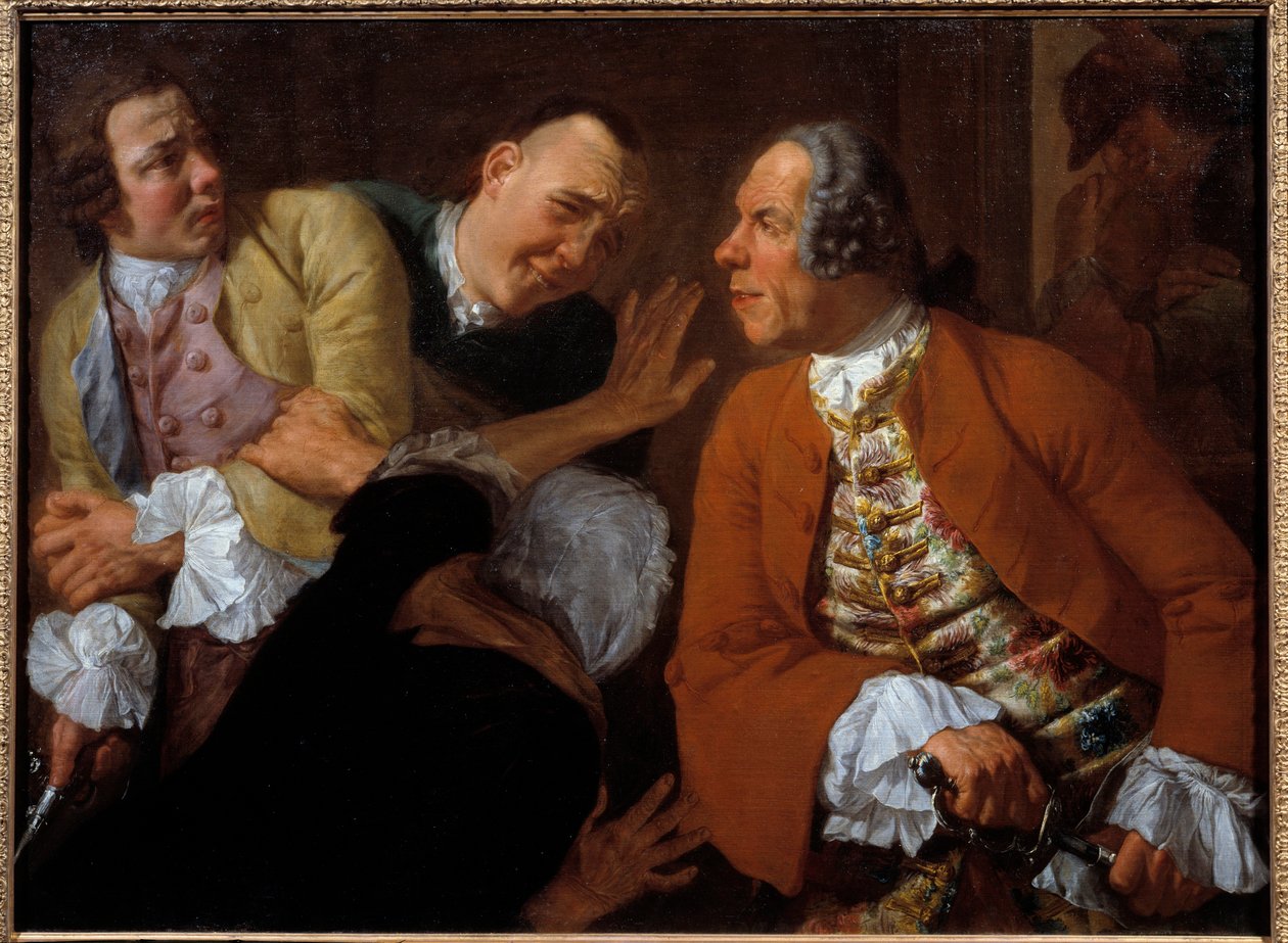 القتال بين السادة. رسم غاسباري ترافيرسي (1732-1769) شمس القرن الثامن عشر. 0،99 × 0.73 م بواسطة غاسباري ترافيرسي