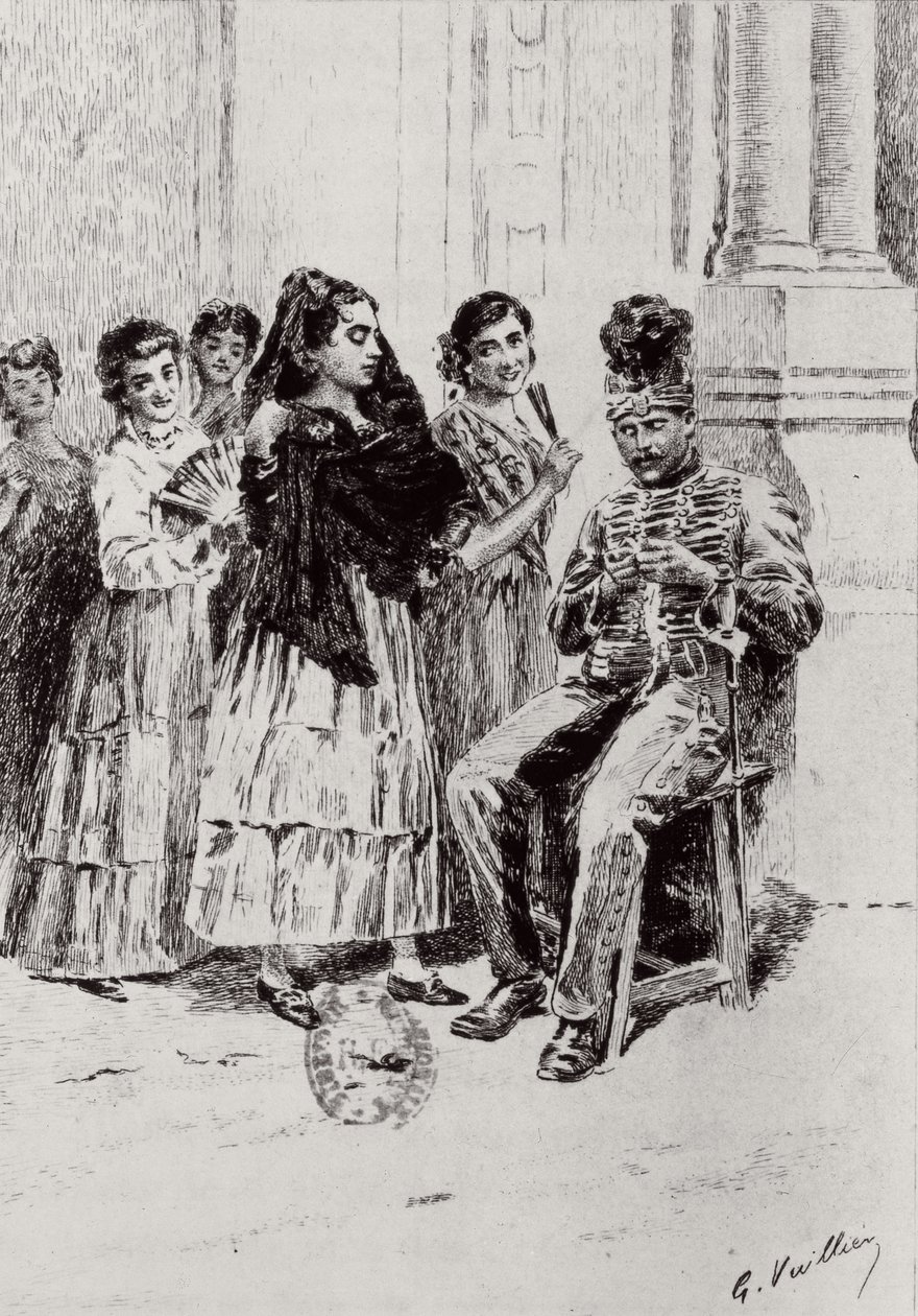 `` كارمنبي بروسبر ميريمي يتضح من يوجين ديسيسي (1866-ص 1936) بواسطة غاستون فولييه