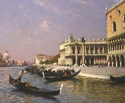 البندقية: قصر دوجي ، مكتبة مارسيانا و Santa Maria della Salute في المسافة بواسطة غاستون هيبوليت بوكارت