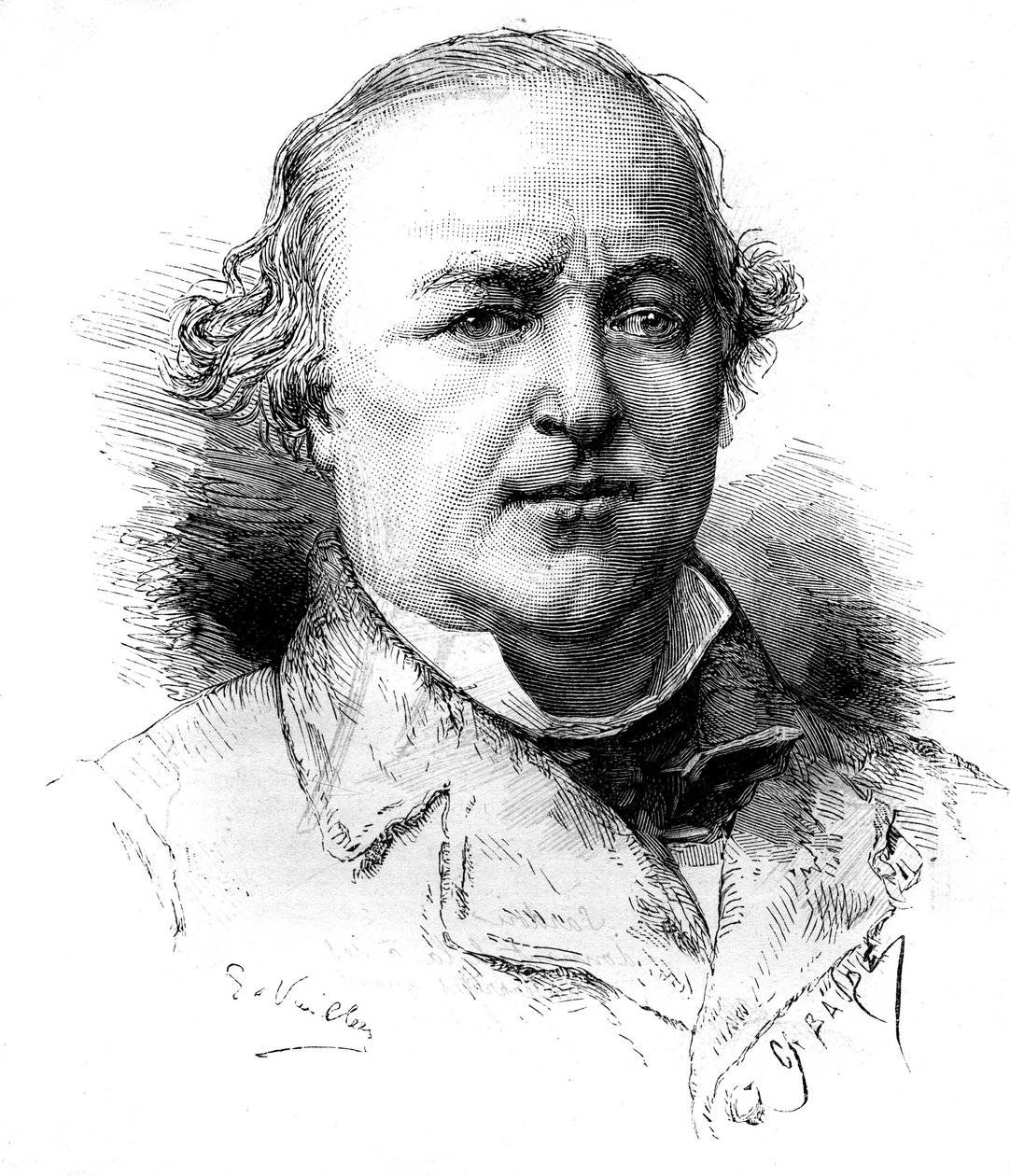 صورة للمتر تشارلز لاشود (1817-1882) ، محامي فرنسي. نقش بواسطة فويلييه في "" Le Monde Illustré "" رقم 1342 بتاريخ 16 ديسمبر 1882. بواسطة غاستون فولييه