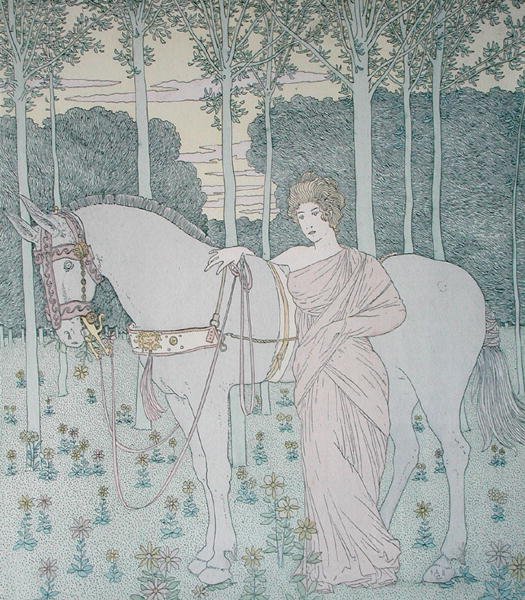 Nausicaa ، رسم توضيحي من الكتاب 6 من الأوديسة ، ترجمه Lecomte de l'Isle ، c1900 (لون ليثو) بواسطة غاستون دي لاتيناي
