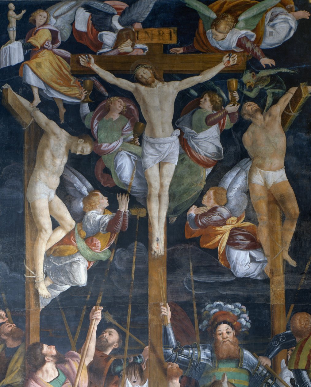 صلب ، تفاصيل من لوحة جدارية من قبل Gaudenzio Ferrari (1475-1546) ، كنيسة سان كريستوفورو ، فرشيلي ، بيدمونت ، إيطاليا بواسطة جودنزيو فيراري