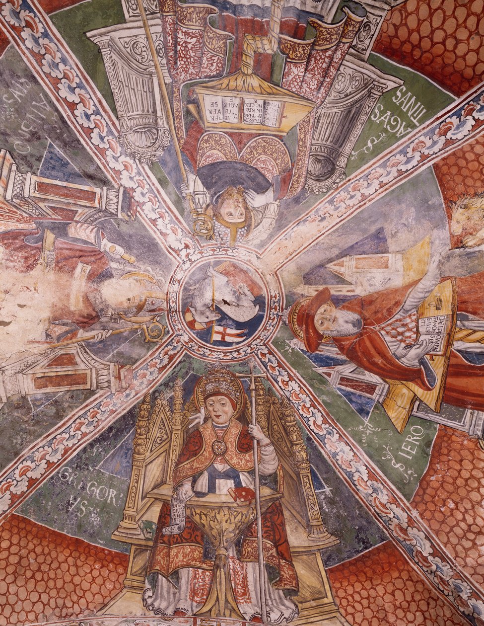 أطباء الكنيسة ، لوحة جدارية لغاودينزيو فيراري (1475-1546) ، بازيليك سان جوليو ، جزيرة سان جوليو ، أورتا سان جوليو ، إيطاليا بواسطة جودنزيو فيراري