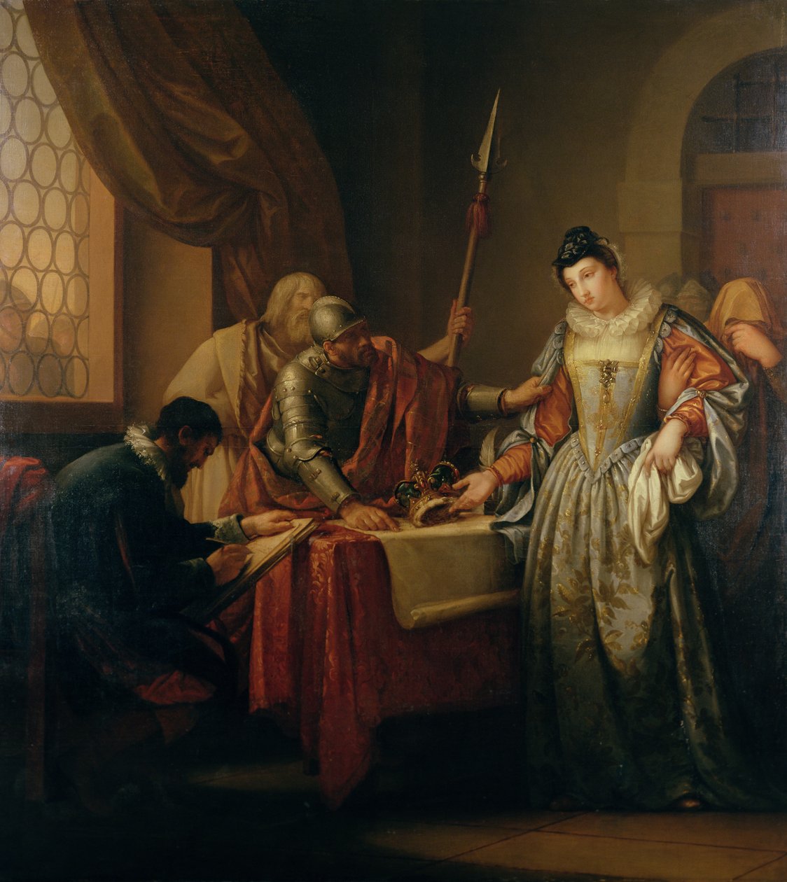 تنازل مريم ملكة الاسكتلنديين (1542-1587) عام 1568 ، c.1765-73 بواسطة جافين هاملتون