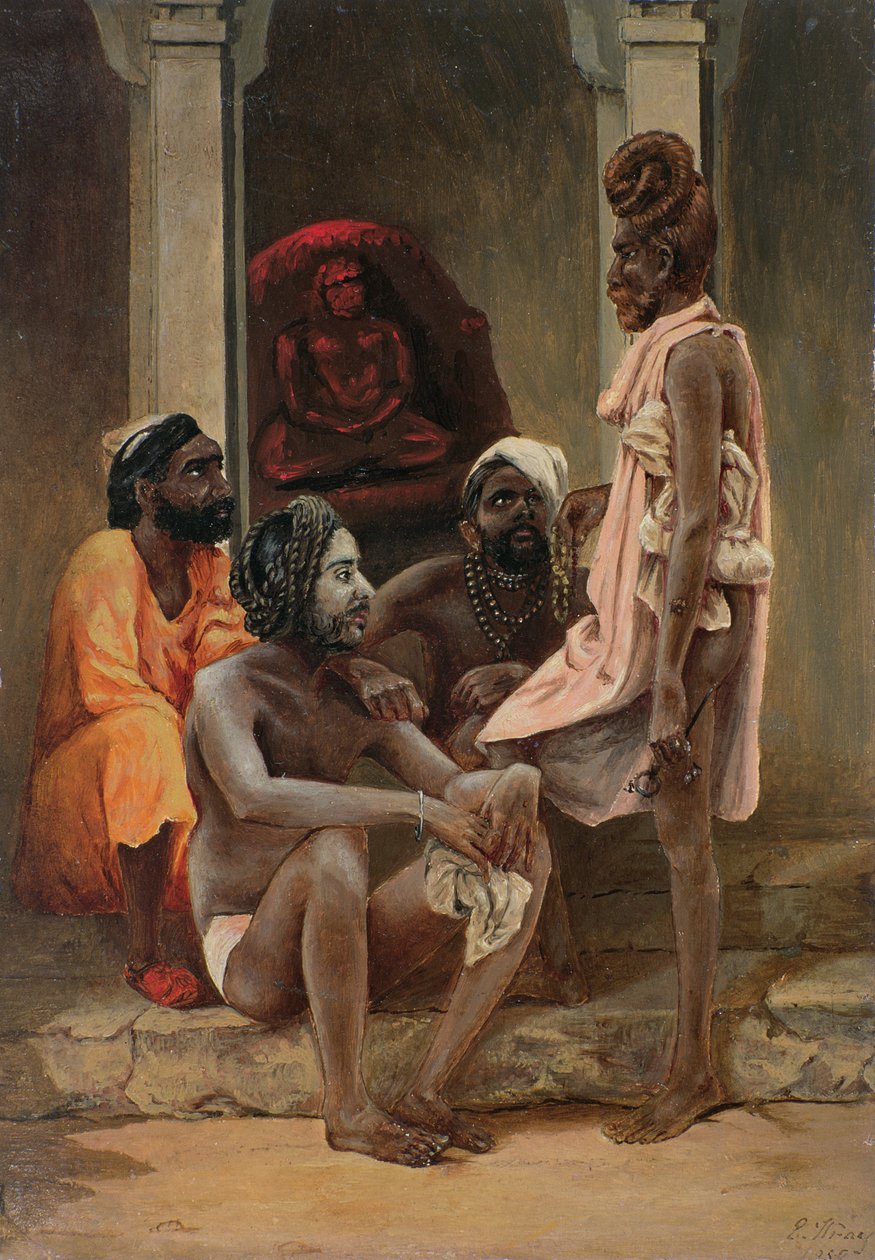 Gosiens أو Fakirs في أحمد آباد ، 1858 (زيت على ورق) بواسطة عام EW Wray