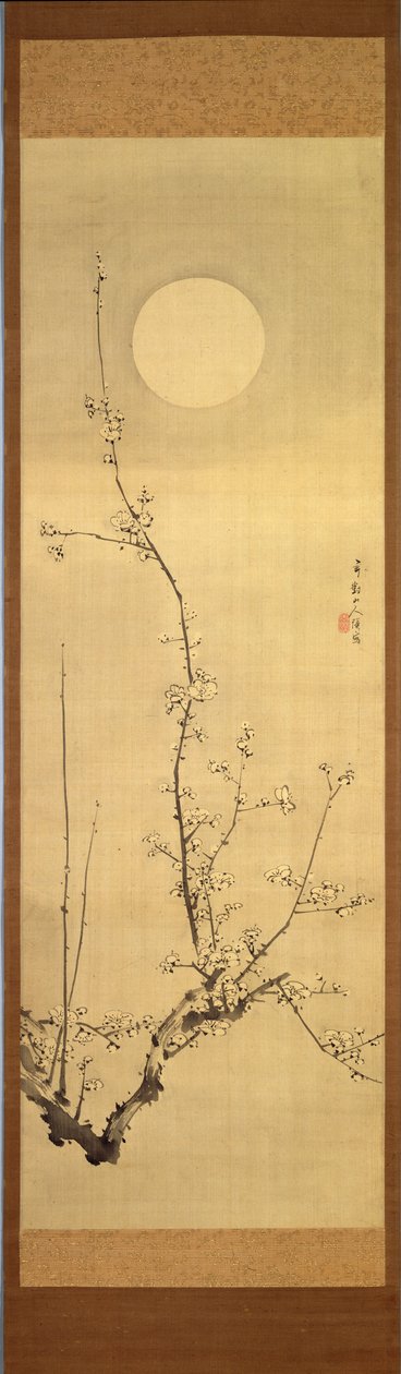 ازدهار شجرة البرقوق مقابل البدر ، c.1800-22 (حبر على الحرير) بواسطة جينتاي سانجين