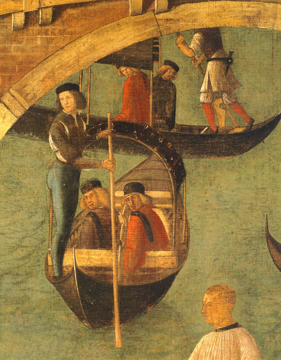 معجزة الصليب في جسر سان لورينزو بقلم جنتيلي بيليني (1429-1507) ، تمبرا على خشب ، 323 × 430 سم ، التفاصيل ، حوالي 1500 بواسطة جنتيلي بيليني