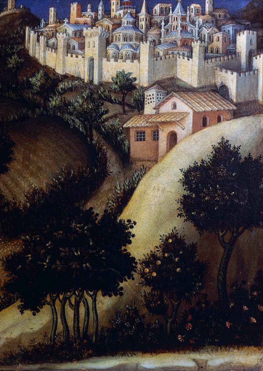 Adoration of the Magi Altarpiece, detail of central predella panel of Egypt بواسطة غير اليهود دا فابريانو