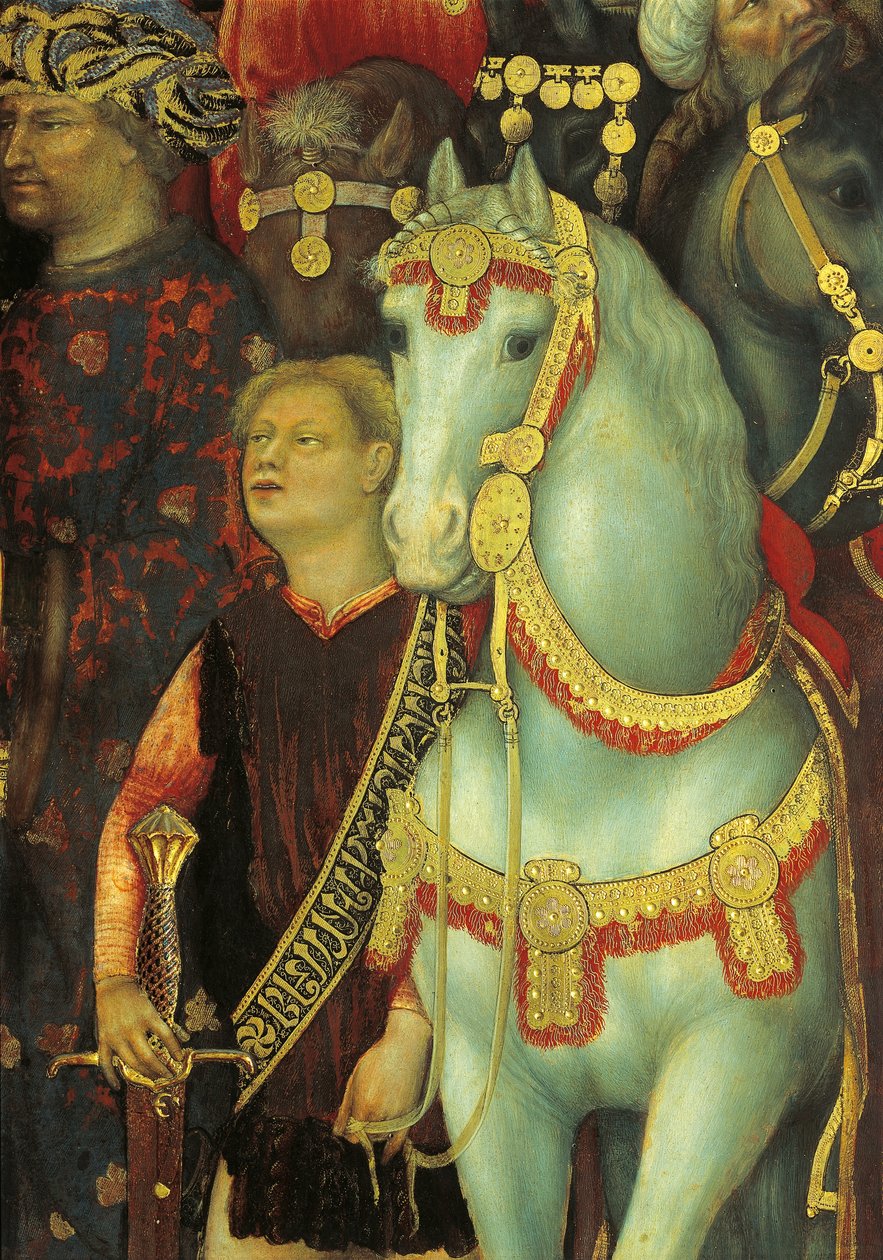 The Adoration of the Magi, detail of horses بواسطة غير اليهود دا فابريانو