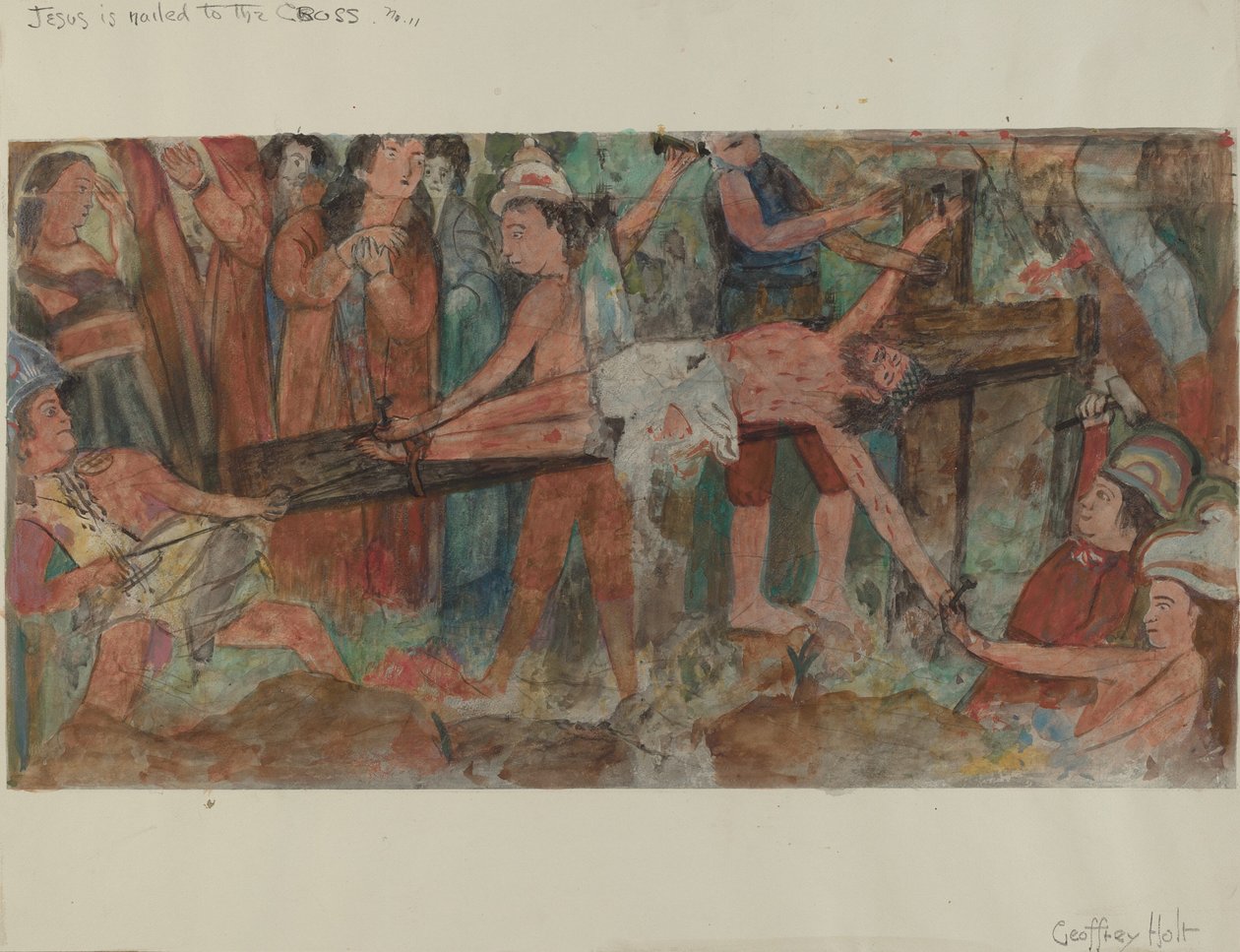 محطة الصليب رقم 11: يسوع مسمّر على الصليب ، ج. 1936. بواسطة جيفري هولت