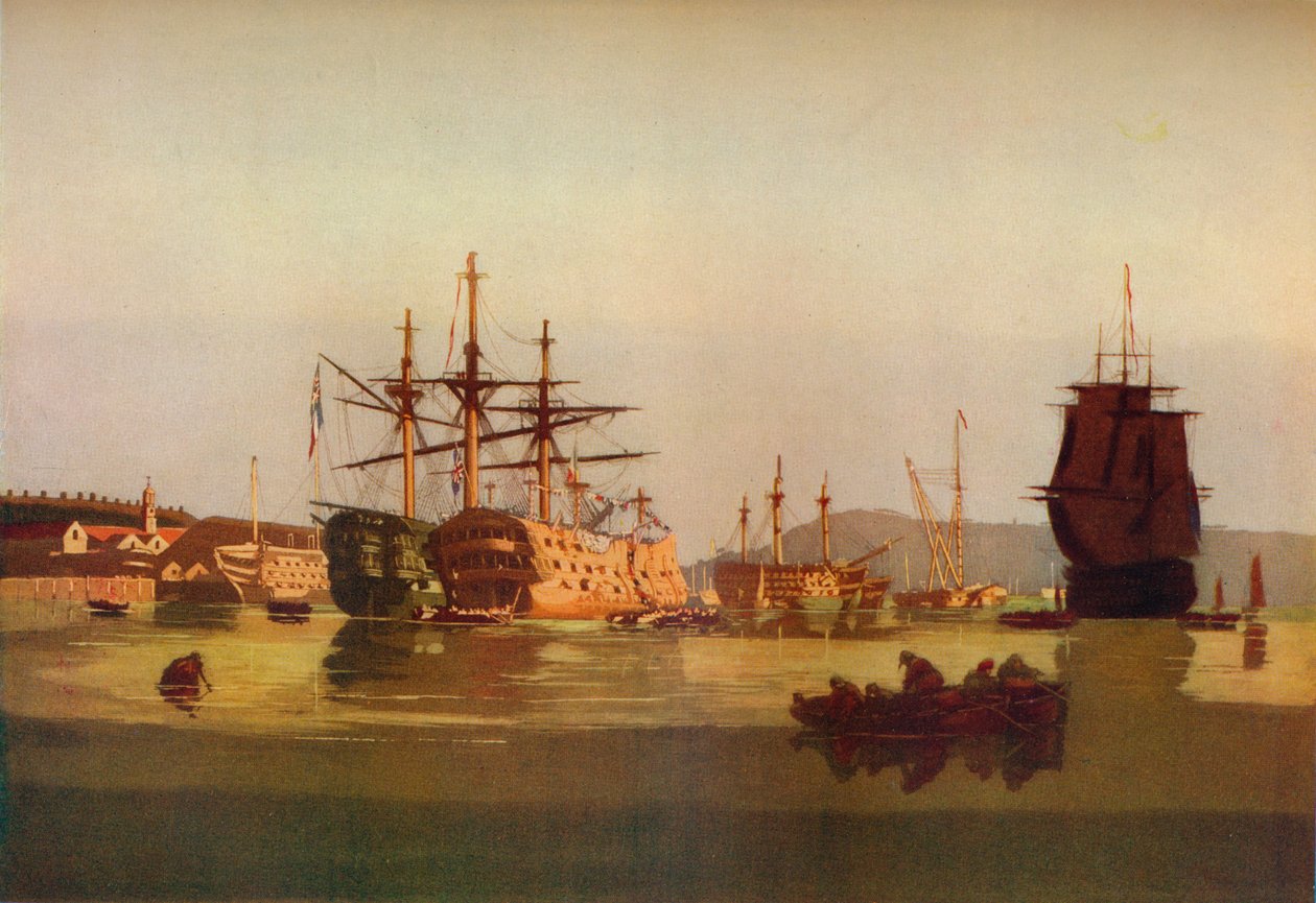 "HMS Revenge and French Prize Hulk" ، c1850. 1930 بواسطة جيفري سنيد غارنييه
