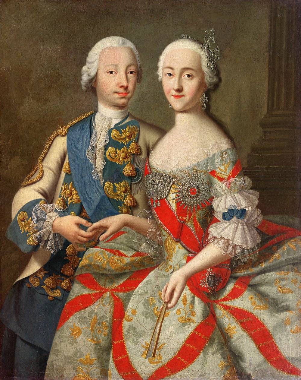 صورة لكاترين العظيمة (1729-96) والأمير بيتر فيدوروفيتش (1728-62) 1740-45 بواسطة جورج كريستوف جروث
