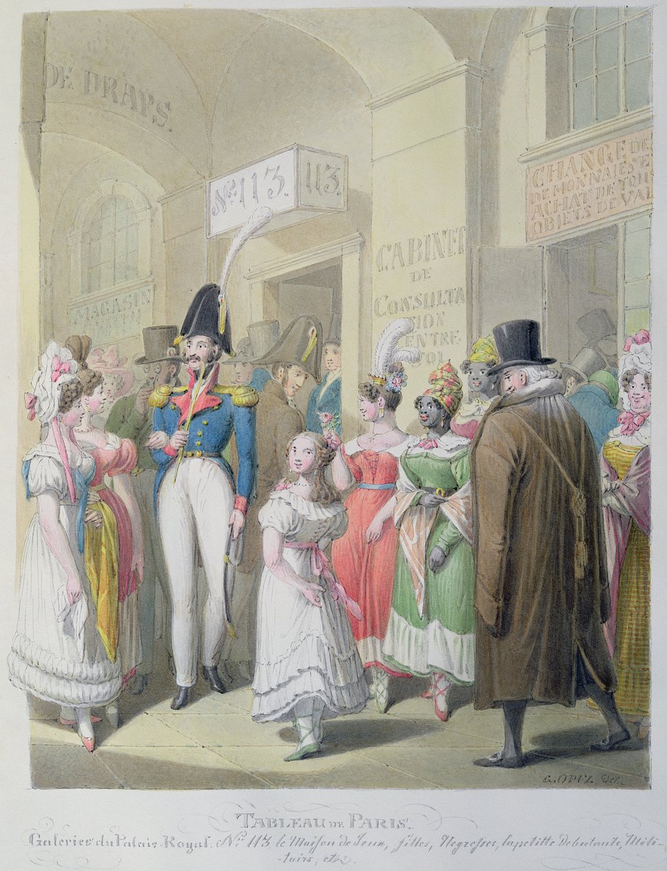 جاليري دو باليه رويال ، من "تابلو دي باريس" ، 1815-30 بواسطة جورج إيمانويل أوبيتز