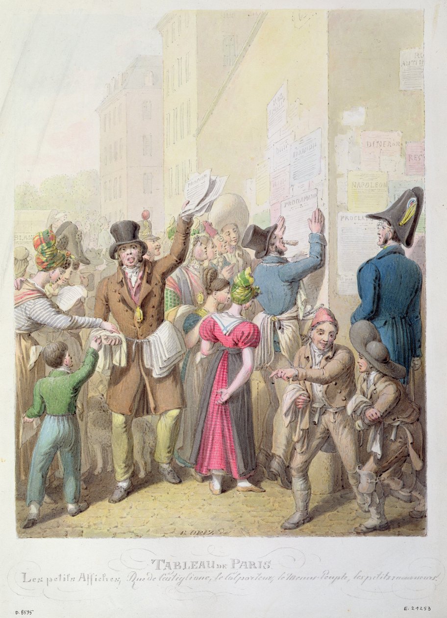 الملصقات ، من "تابلو دي باريس" ، 1815-30 (مرحاض على ورق) بواسطة جورج إيمانويل أوبيتز
