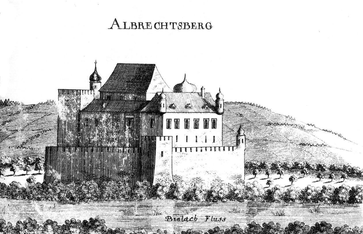 نقش Vischer لقلعة Albrechtsberg حوالي 1672 بواسطة جورج ماتيوس فيشر
