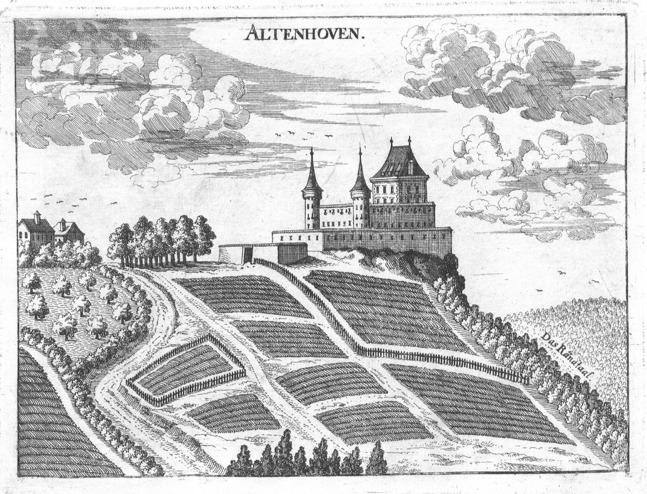 نقش ، منظر لقلعة Altenhof ، النمسا العليا بواسطة جورج ماتيوس فيشر
