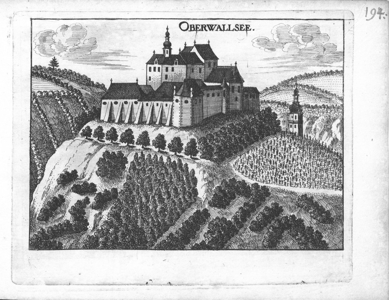 نقش ، منظر لقلعة Oberwallsee ، النمسا العليا بواسطة جورج ماتيوس فيشر