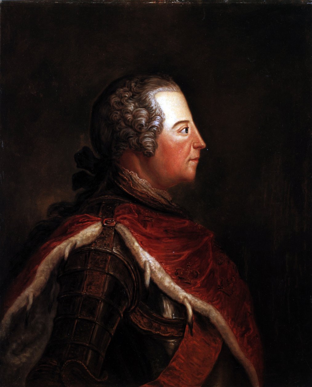 فريدريش (الثاني) من بروسيا كولي عهد في الملف الشخصي. بواسطة Georg Wenzeslaus von Knobelsdorff