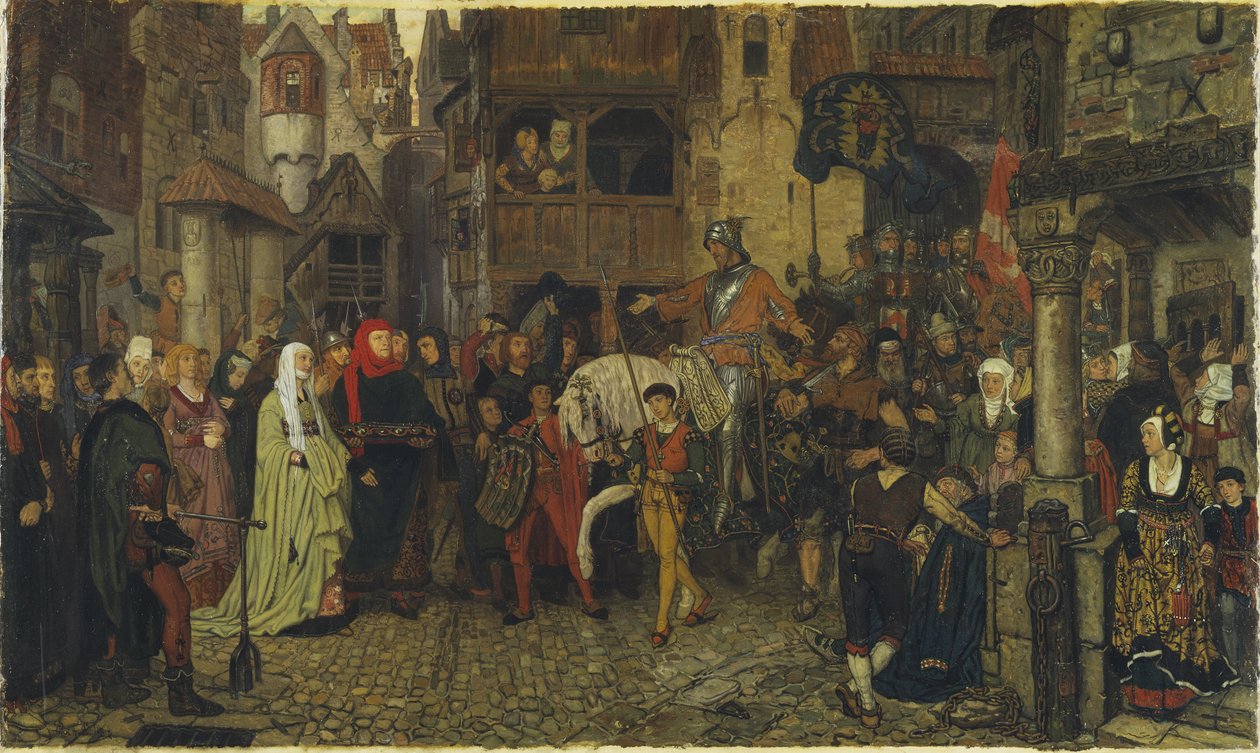 L'entree de Sten Sture le Vieil (1440-1503) أ ستوكهولم - دخول ستين ستور الأكبر إلى ستوكهولم ، بقلم روزين ، جورج فون (1843-1923). زيت على قماش بواسطة جورج روزين