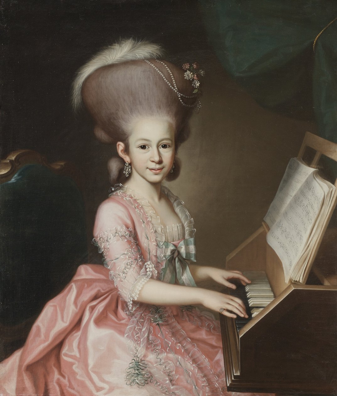 صورة لسيدة شابة في Clavichord ، 1779 بواسطة اجازة جورج انطون ابراهام